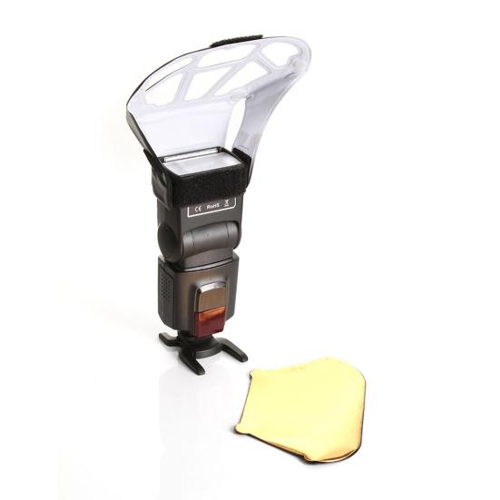 Universal Speedlight Flash Diffuser with 3 Light Bounce Colors Reflector Cards