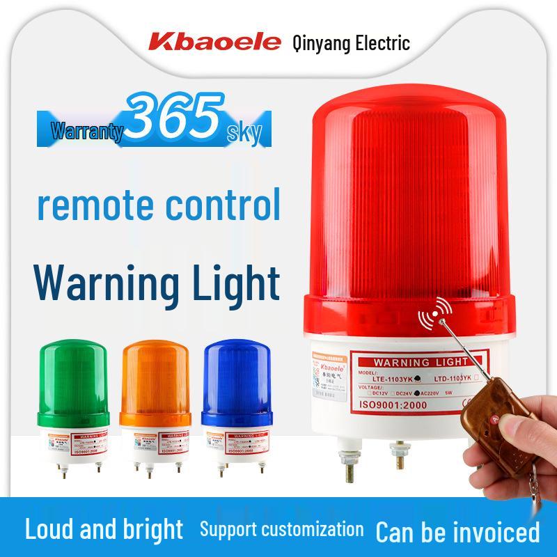 Wireless Remote-Control LED Alarm with Sound & Light - 220V Security Warning Light for Guard Booths Remote 50m 220V/Bolt Base