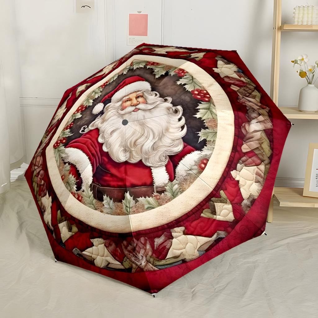 Merry Christmas Wreath Automatic Umbrella with 8-Rib Lightweight All-Season Travel Fashion Lovers Luxury Gift for Birthday Christmas Wedding