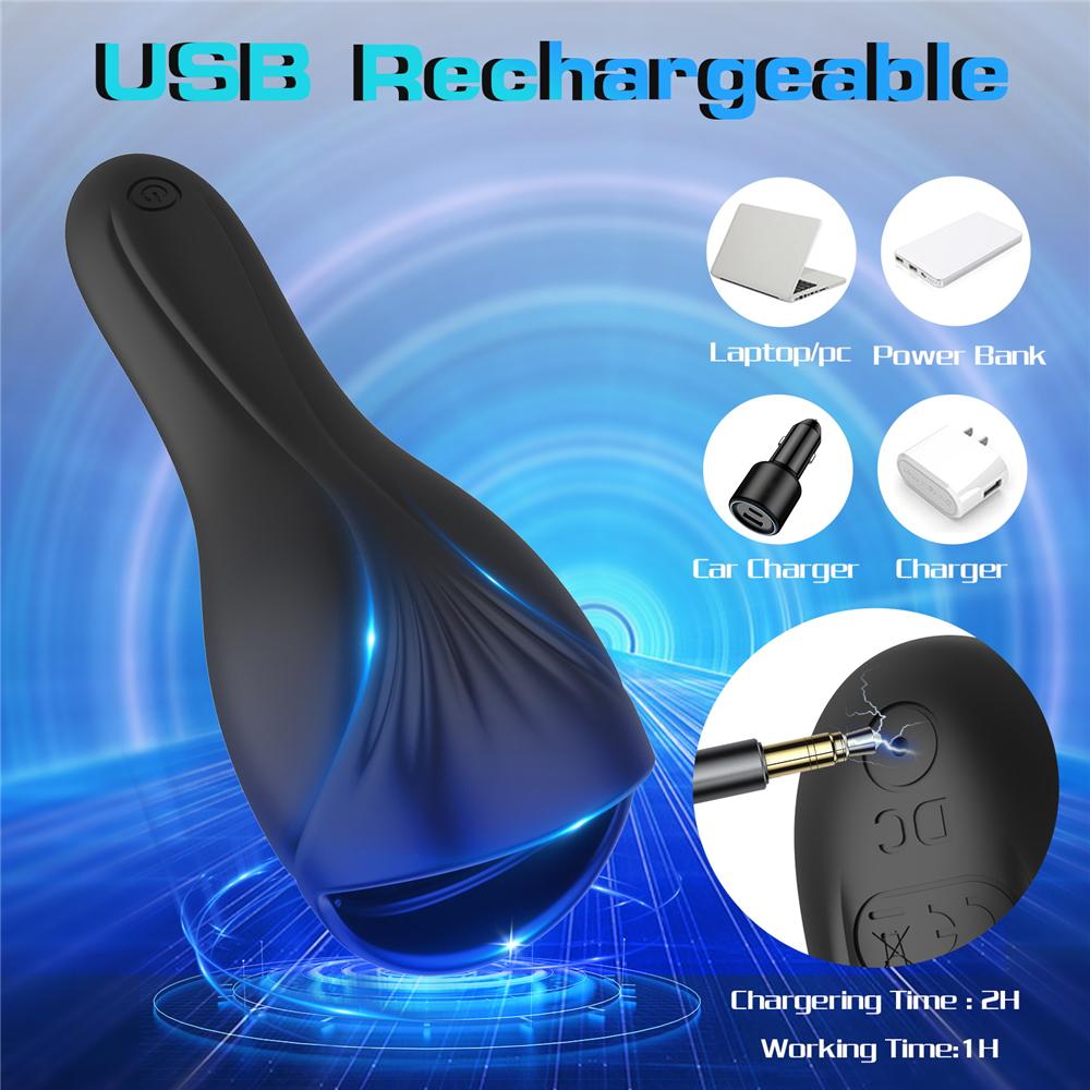 Powerful Vibrating Tongue Licking Vibrator Male Glan Massager Delay Stamina Trainer Oral Sex Climax Masturbation Sex Toy for Men