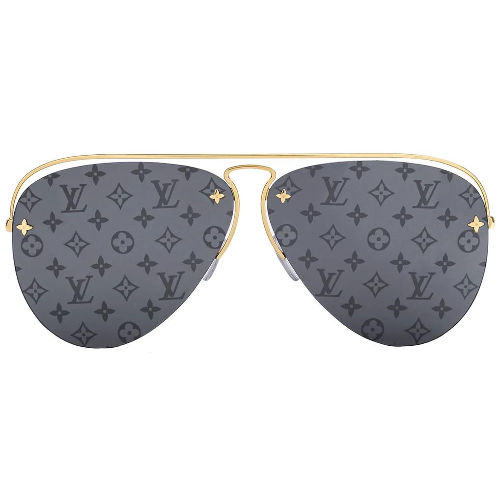 Louis Vuitton Grasa Metal Rana Gafas de Sol Estilo Piloto Unisex Gafas de Sol Gris Oscuro Z1172E