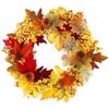 Harvest Wreath With Pumpkins Berries Vine Circle Halloween Thanksgiving Door Decor