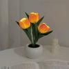 1pc Tulips Flower Night Light For Room Decor LED Charging Flower Potted Night Light Cute Small Tulips Bedside Lamp