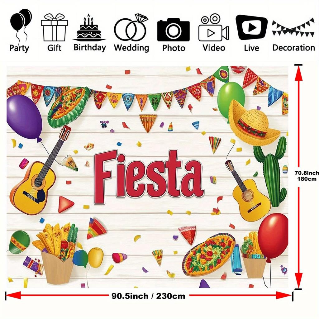 2D Flat Surface 1-piece Background Fabric for Mexican Carnival Party Suitable for Weddings and Birthdays