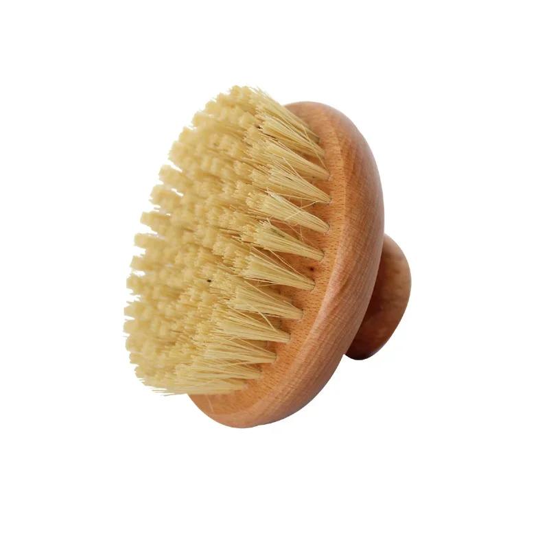 Sisal Kıllar Yuvarlak Banyo Duş Vücut Peeling Fırçası Doğal Kayın Ağacı Saplı Ölü Deri Temizleyici Sırt Fırçası Masaj Aleti