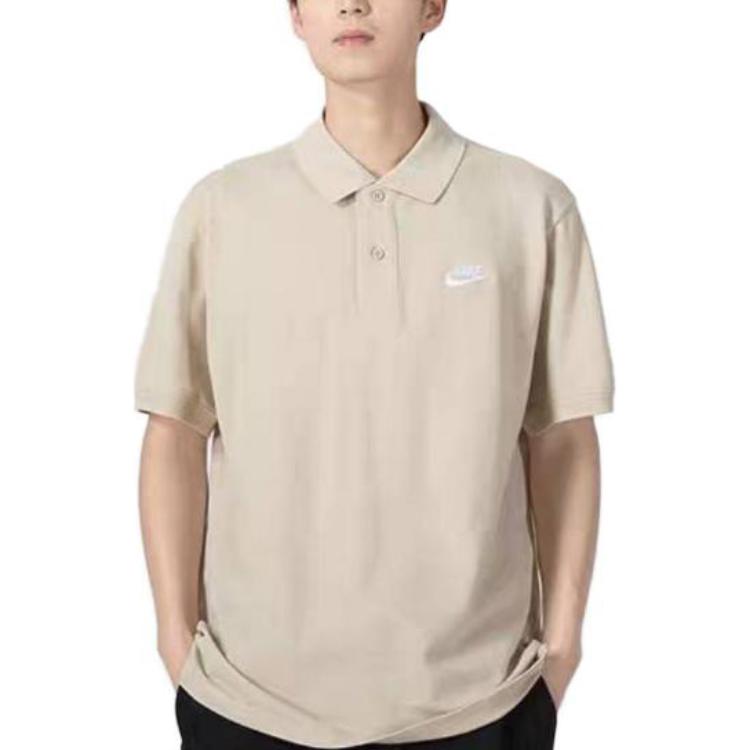 Nike Polo Shirts Men's Beige Polo Collar Moderate Straight Fit DV9708-138