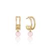 Rose Quartz 925 Silver Hoop Earrings E045-05G-Rq