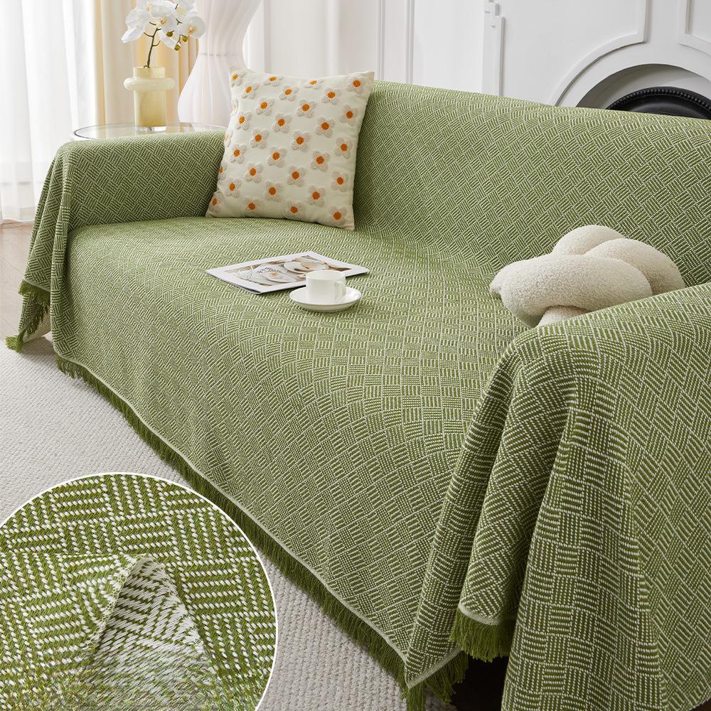 

Nordic Cotton and Linen Oblique Mesh Sofa Towel Simple Modern Sofa Cover Cloth Four Seasons Universal Cotton 130x180