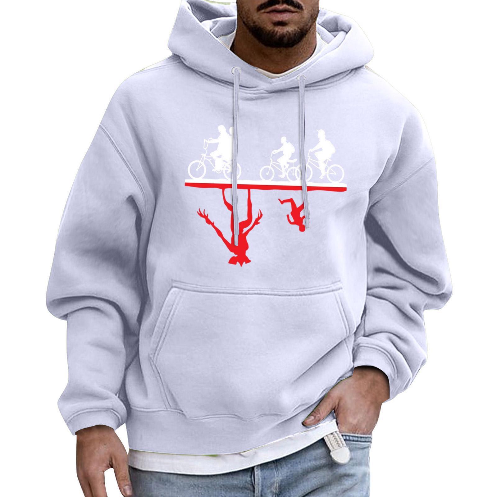 Мужской Спортивный Повседневный С Длинными Рукавами С Карманом Капюшон Толстовка XL белый 1670₽