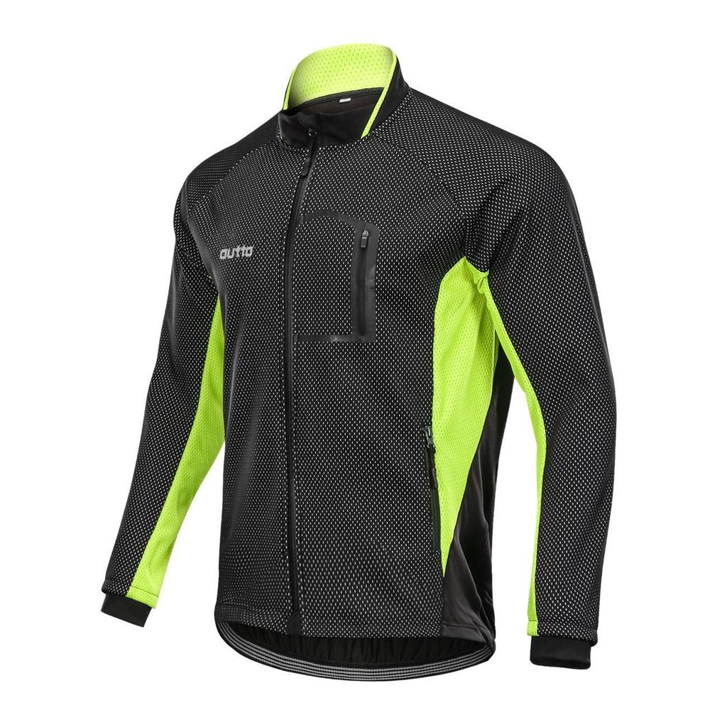 Men's Long-Sleeve Fleece Cycling Jersey - Warm, Windproof, Autumn/Winter Jacket