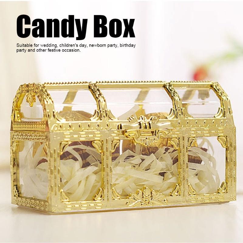 12pcs Hollow Candy Box Chocolates Container Ornamnet Gift Jar Decoration For Wedding PartyGold 7cm