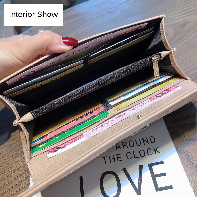 2025 Two-tone Women Wallets Long Purse Real Leather Clutch Bag Letter Print Cowhide Phone Purse High Capacity Ladies Billfolds