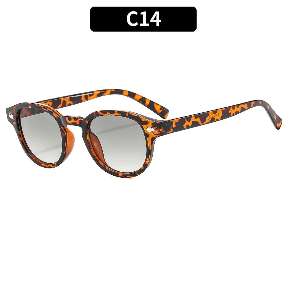 Vintage Tortoise Shell Round Sunglasses Women Men 2024 Brand Design Retro Rivet Yellow Blue Lens Square Sun Glasses Female UV400