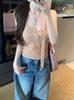 #Summer new pure desire wind three-dimensional flocking polka dot printing sling vest female slim fixing belt chest pad