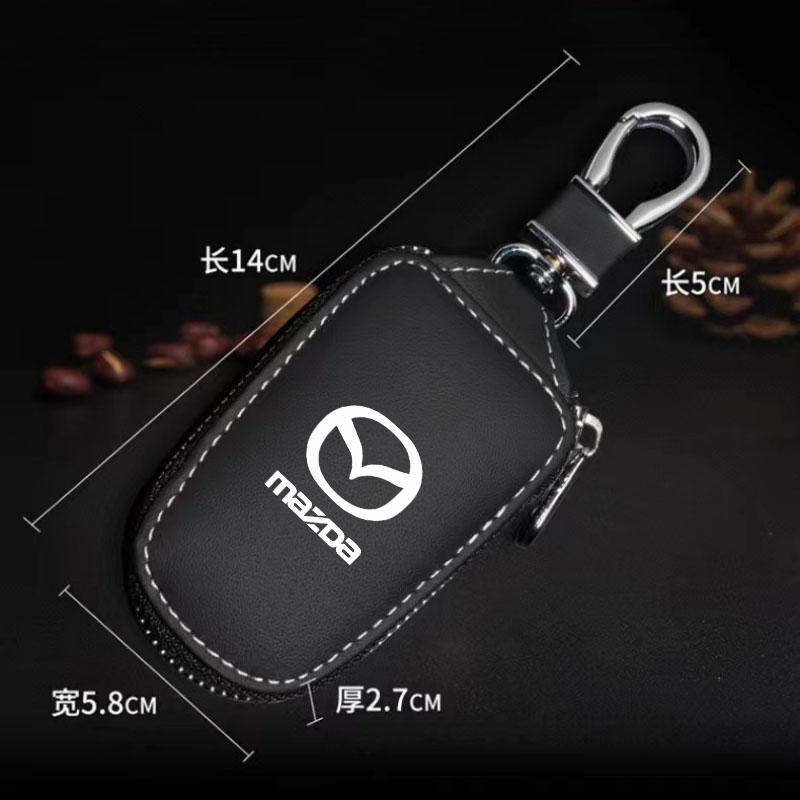 Leather Smart Flip Remote Car Key Fob Shell Wallet Protector Keychain for Mazda MX-5 2 5 3 6 CX-8 CX-3 CX-5 CX-7 MS RX-8 Axela 8 IUE2