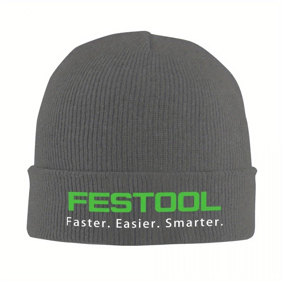 Festool Logo Holzbearbeitung Hut Herbst Winter Mütze Mode Faseter Einfacher Intelligenter Mützen Damen Herren Acryl Strickmützen gray
