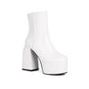 Round Head Thick High Heel Waterproof Table Short Boots Women's Fashion Legs Boots Leather Boots Large Size Boots