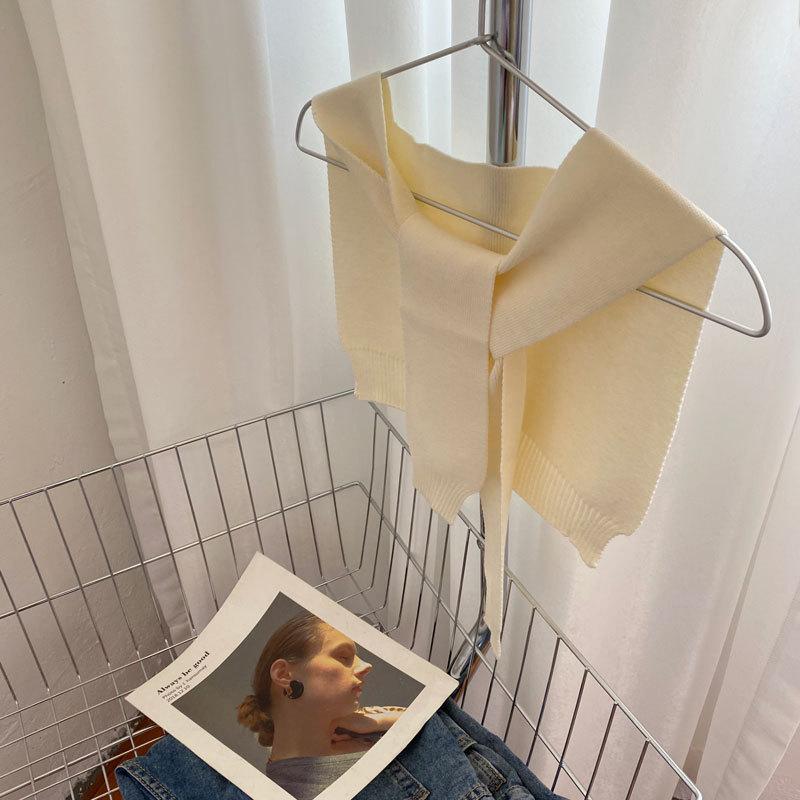 

Однотонный вязаный шерстяной узел, подплечники для комнаты с кондиционером, универсальная шаль, внешний жилет, женственный воротник-подделка бежевый