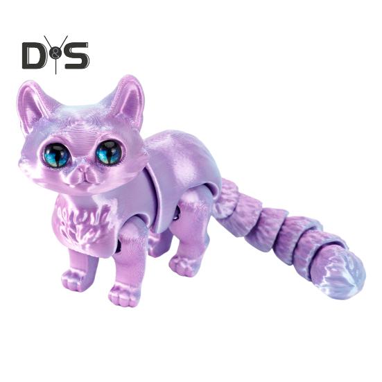 

3D-печатная кошачья фигурка с шарнирным соединением, настольная игрушка для снятия стресса для домашних животных и взрослых, подарок F