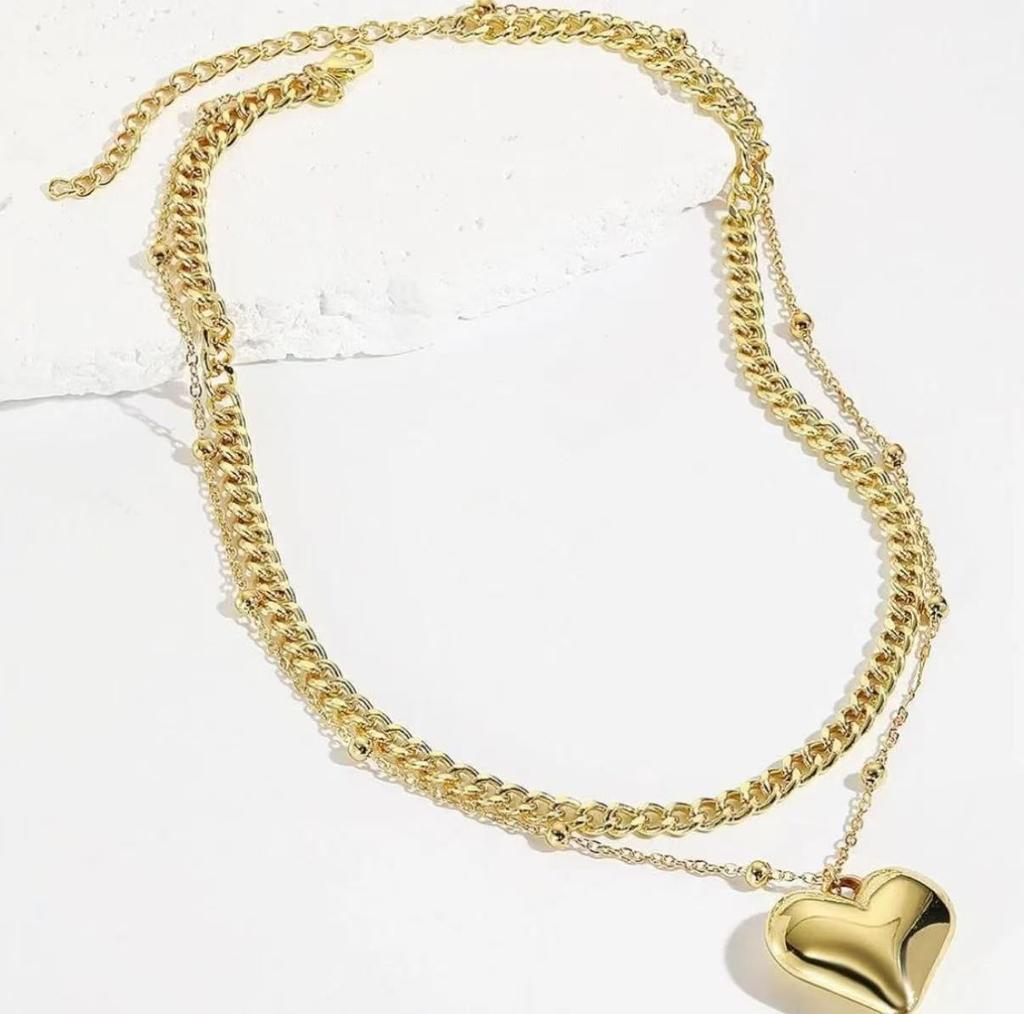 Heart Pendant Necklaces for WomenPunk Layered Chunky Heart Choker NecklaceHip Hop Link Chain Love Y2K Women TrendyJewelry Gifts