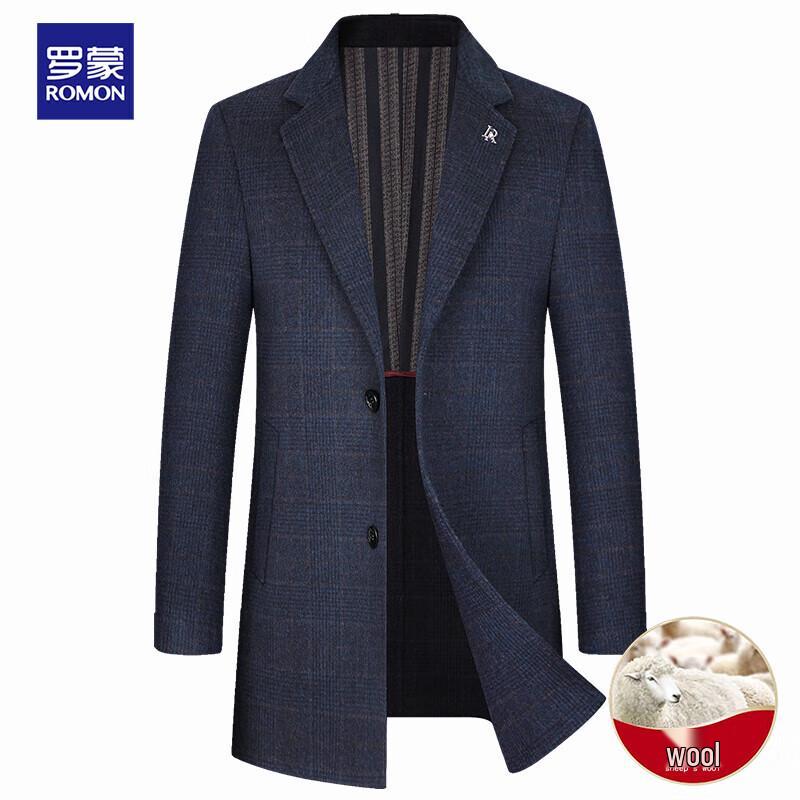 ROMON Men's Mid-Length Double-Faced Wool Blend Winter Coat