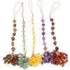 Hand-Woven Natural Stone Heart-Shaped Car Rearview Mirror Fringed Pendant Bag Pendant G81