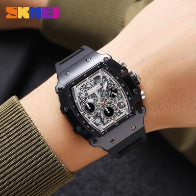 Men's Mechanical Wind Watch Quartz Watch Barrel-shaped Multi-function Large Dial Men's Watch