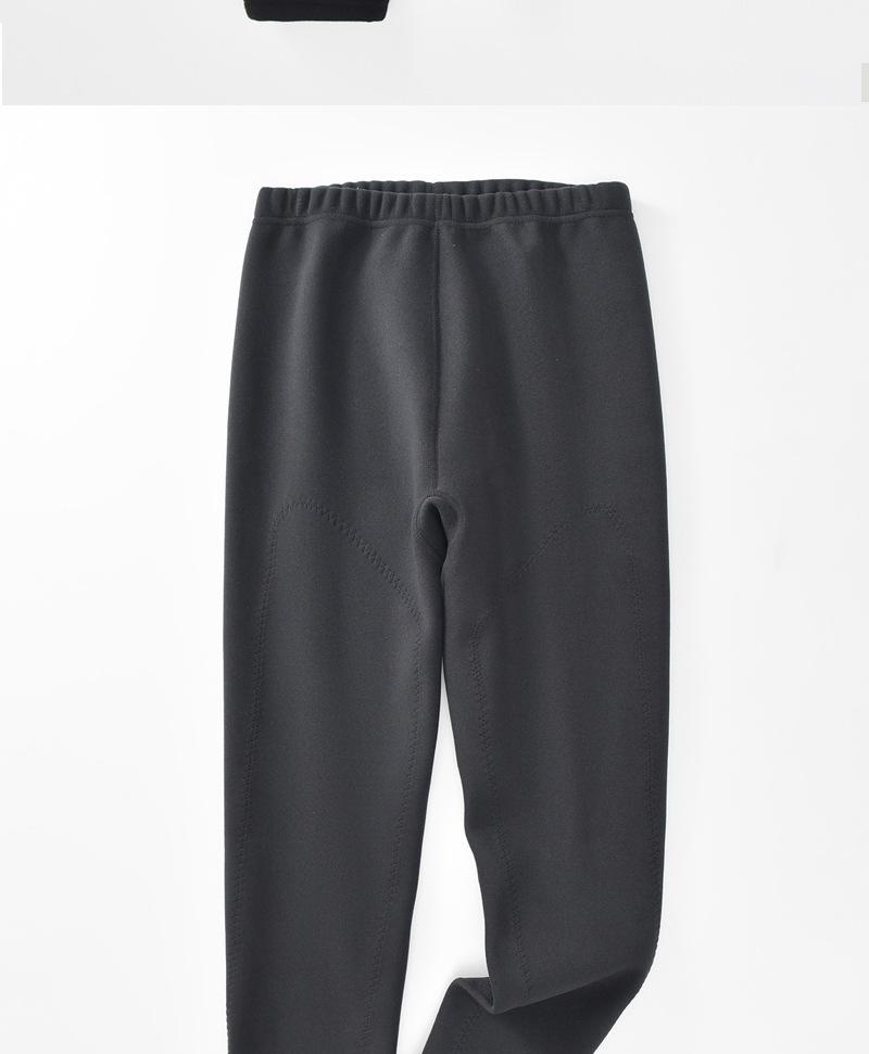 High-Waisted Plus Size Lambswool Thermal Pants with Knee Pads