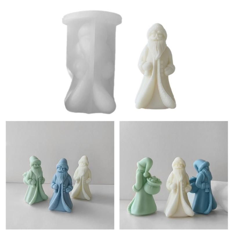 Christmas Santa Silicone Mold DIY Epoxy Resin Molds Table Ornament Mould Scented Candle Plasters Making Tool Easy Clean