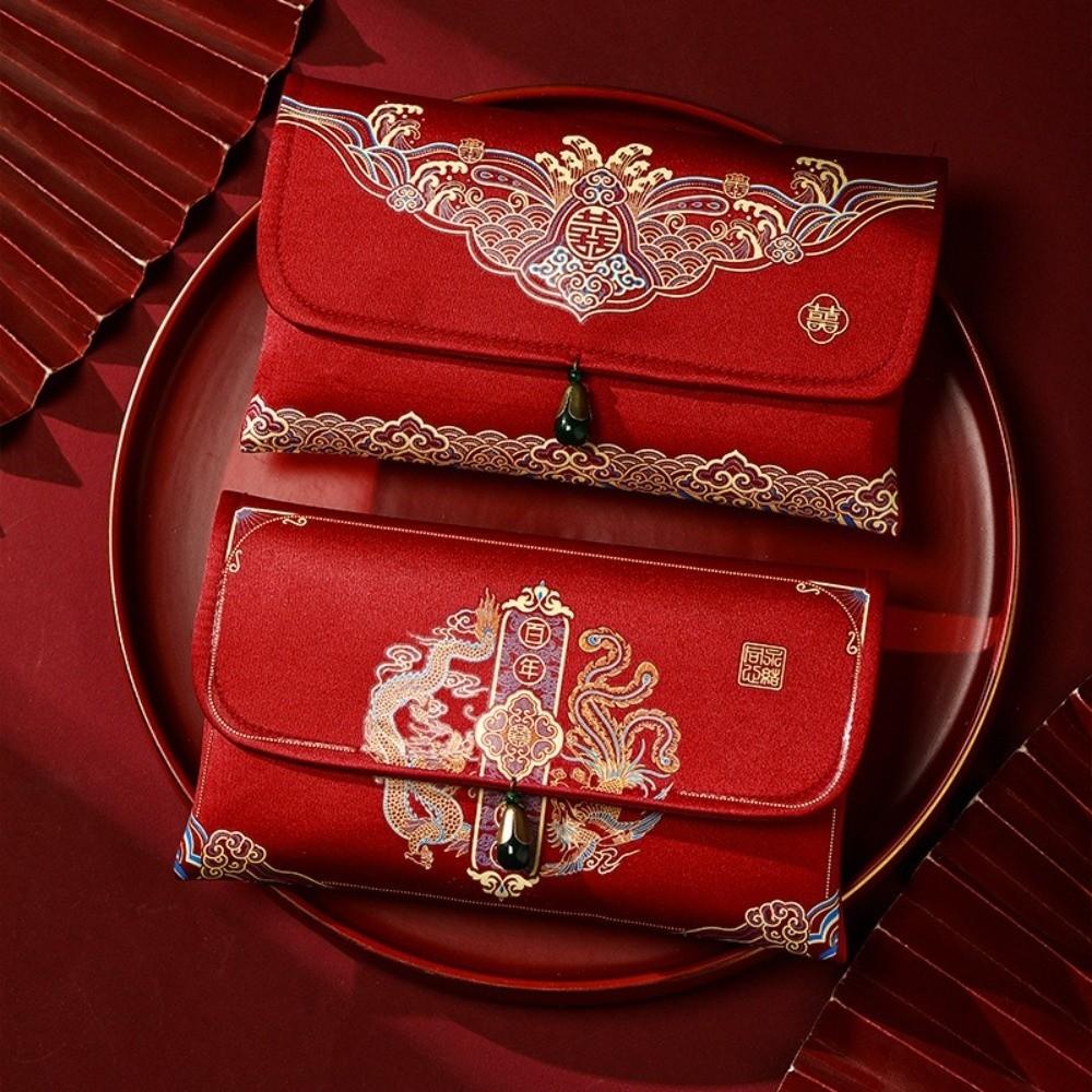 Lucky Embroidery Brocade Money Pocket Lucky Money Multiple Patterns Red Envelope Red Color Money Bags Celebration