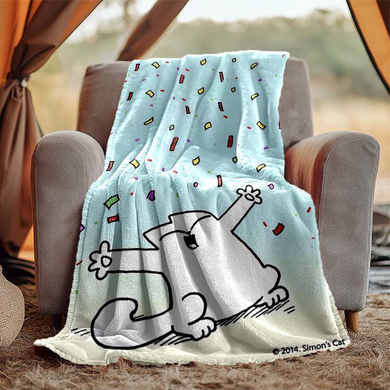 Simon'S Cat Flannel Blanket Soft Warm All-Season Throw, Design for Camping, Car Travel, Hiking Sofa, Bed, Office Perfect Gift for Parties