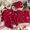 2026 New Year Red Family Sweaters: Parent-Child, Baby, and Toddler Outfits for Family of Three or Four