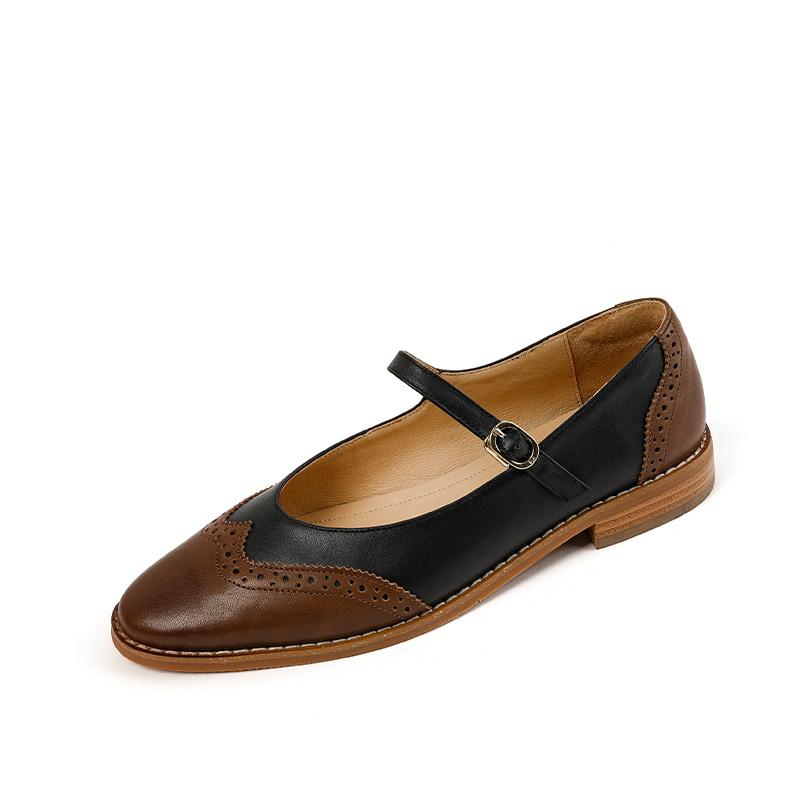 Fashion 2024 New Spring Women Shoes Mary Jane Round Toe Low Heel Genuine Leather Chunky Women Pumps Shoes for Women Zapatos De Mujer