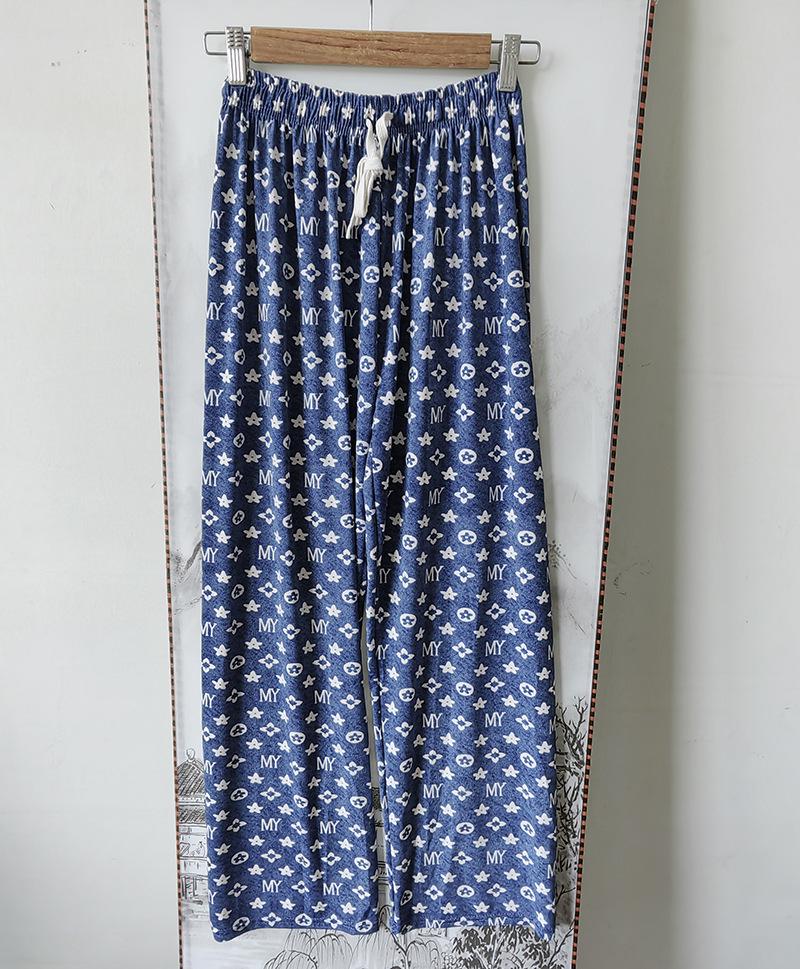 

Женские широкие брюки с высокой талией из ледяного шелка Tencel - Летние повседневные свободные брюки L (110-140 Jin) (No Pockets)