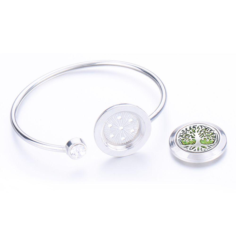 Tree of Life Aromatherapy Diffuser Bracelet - Rotating Hollow Design, Alloy & Stainless Steel, Non-Magnetic Couples Bracelets