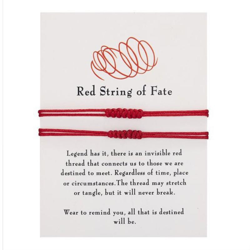 2 Pieces Summer String Bracelets Red Bracelet Red Cord Bracelet Adjustable Kabbalah Red Knots String Bracelet Amulet