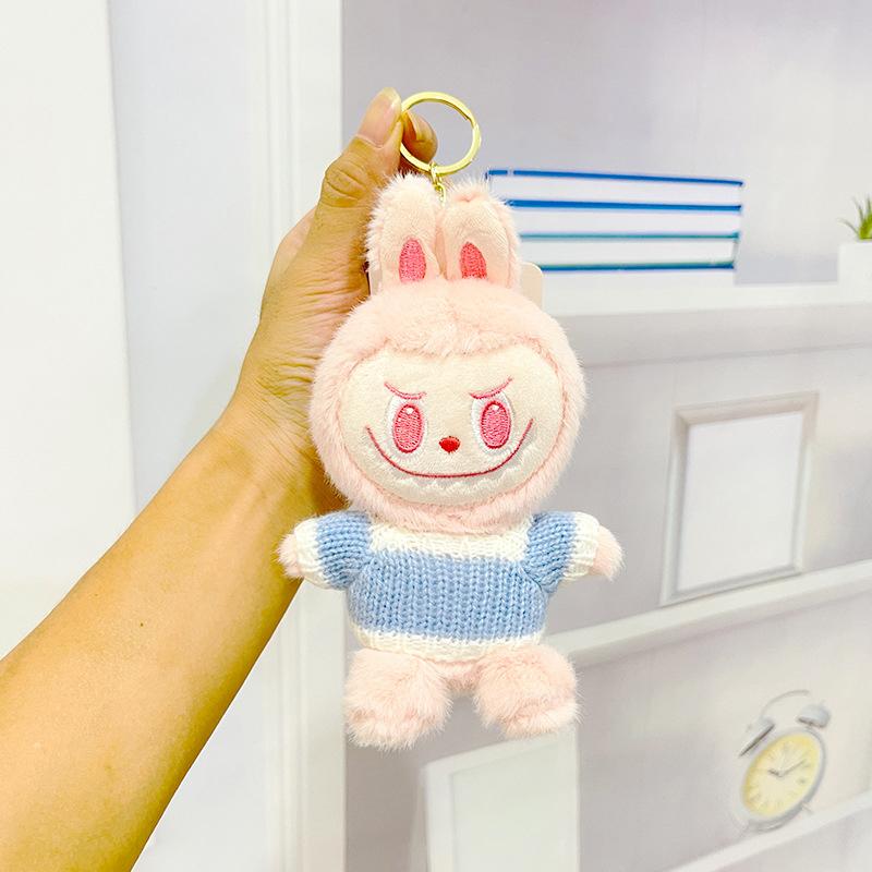 Creative Cartoon La Bubu Plush Clothing Toy Keychain Car Backpack Hanging Pendant Keyring Couple Accessories Decorative Gifts
