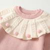 Newborn Baby Girl Knit Sweater Onesie - Autumn/Winter Princess Style Full Moon Bodysuit for 100 Days Celebration