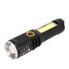 Telescopic Flashlight Strong Light TYPE C Charging Black with Silver Ring Telescopic Torch for
