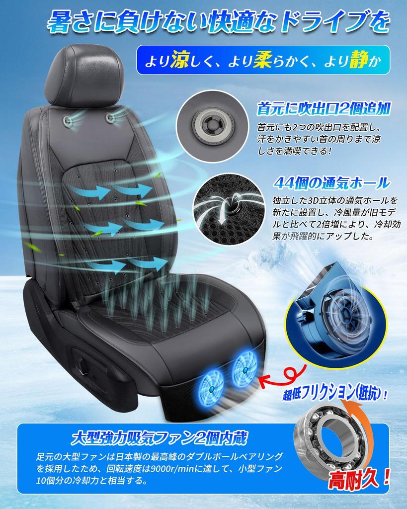 Cakoey Cool Seat, Chladič autosedačky, 2025, 2 extra velké ventilátory, Kompatibilní s DC12V/24V, Plynulý