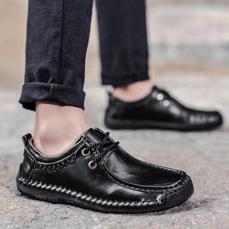 Plus Size Spring and Autumn Men's Casual Leather Shoes Trendy Low Top Soft Bottom Driving Shoes Pumps Genuine Leather Men's Shoes