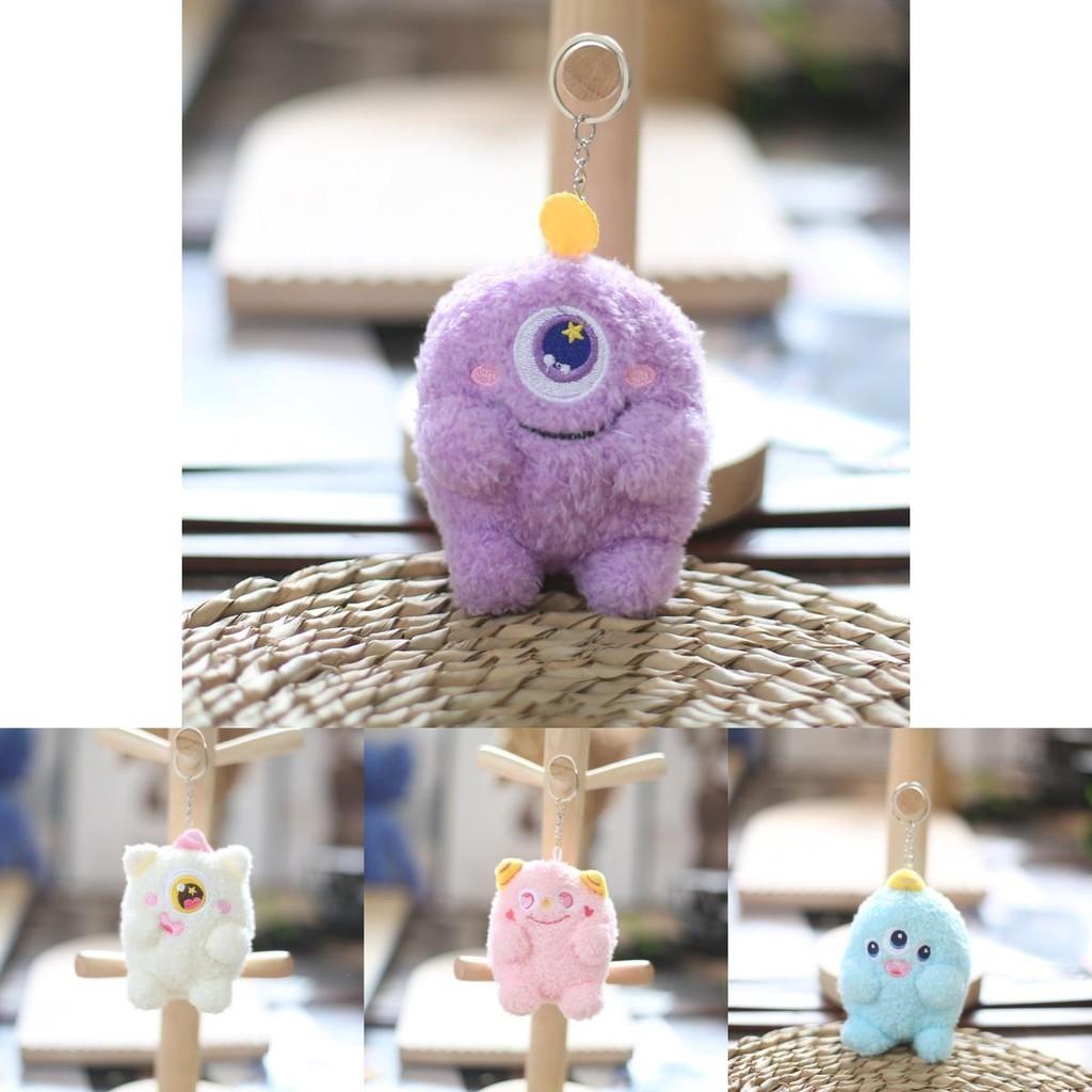 Charmantes kleines Monster Schlüsselanhänger Plüsch Entzückender Cartoon-Stil Weich und kuschelig mit großen Augen