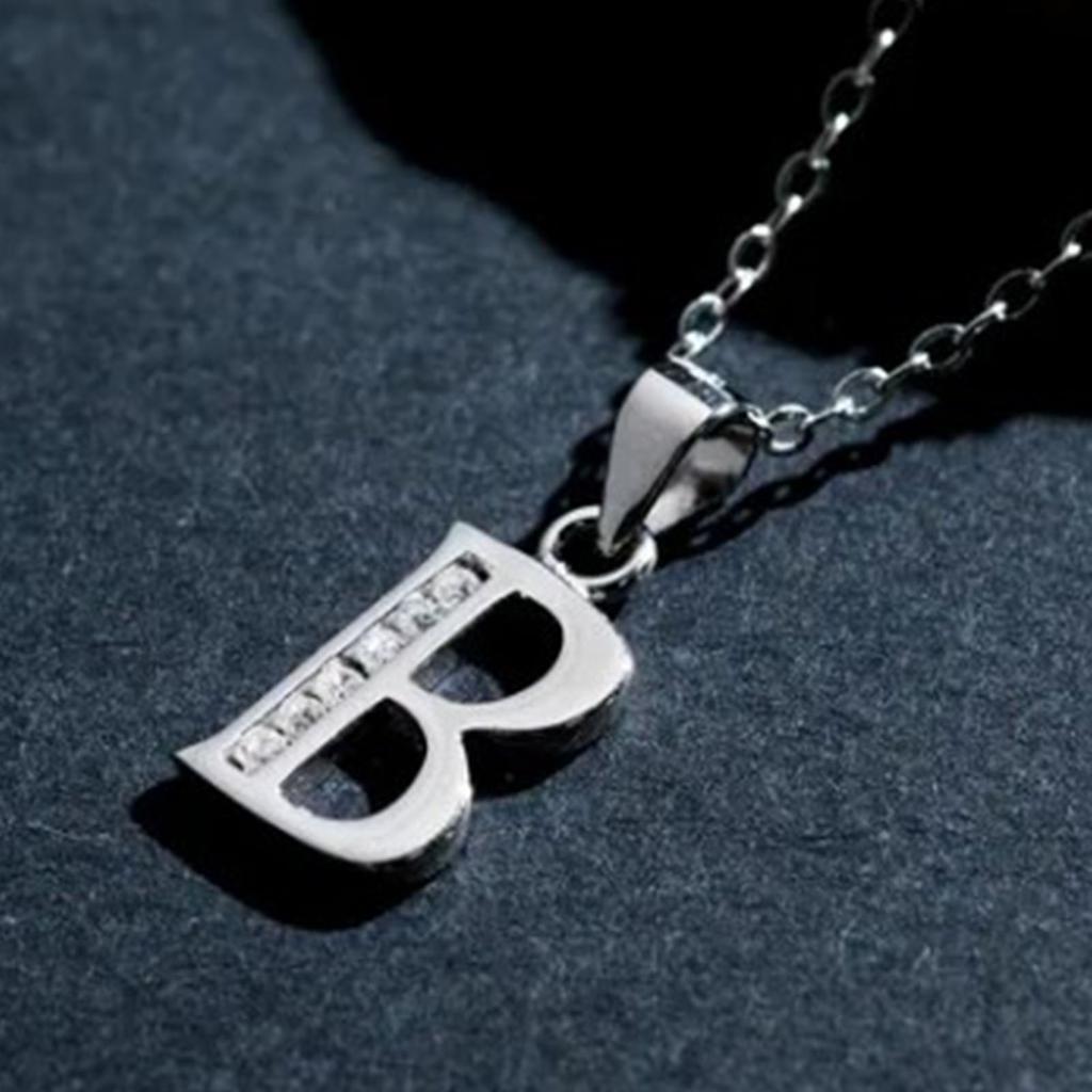 Necklace B Letter Design Fashionable Style Titanium Steel Rhinestones Jewelry Necklace for Daily Use
