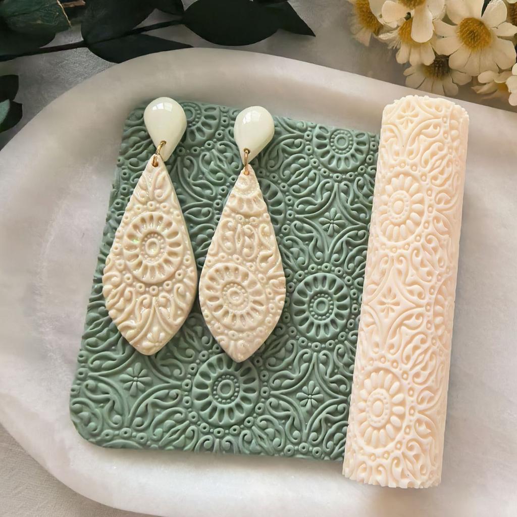 DIY Polymer Clay Texture Roller, Roller for Polymer Clay Earrings Jewelry, Embossing Pottery Texture Rollers for Jewelry Making