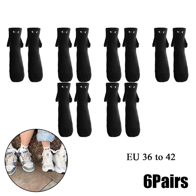 10 Paare Club Promi Ins Mode Lustig Kreativ Magnetische Anziehung Hände Schwarz Weiß Cartoon Augen Paare Socken Socken