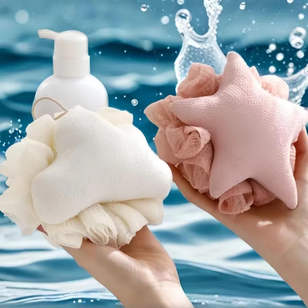 2Pcs Non-loose Back Massage Foam Net Super Soft Bath Flower Ball Cloud Scrub Towel  Student