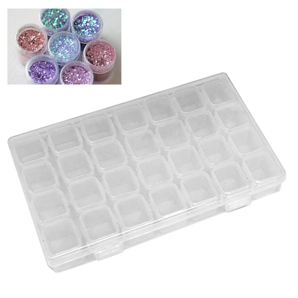 Nail Storage Box 28 Grid Eco Friendly Durable Transparent PP Separate Lid Nail Tip Box for Bead