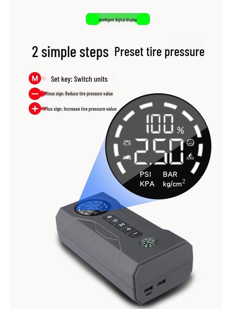 Portable All-in-One Car Jump Starter and Power Bank with Inflator