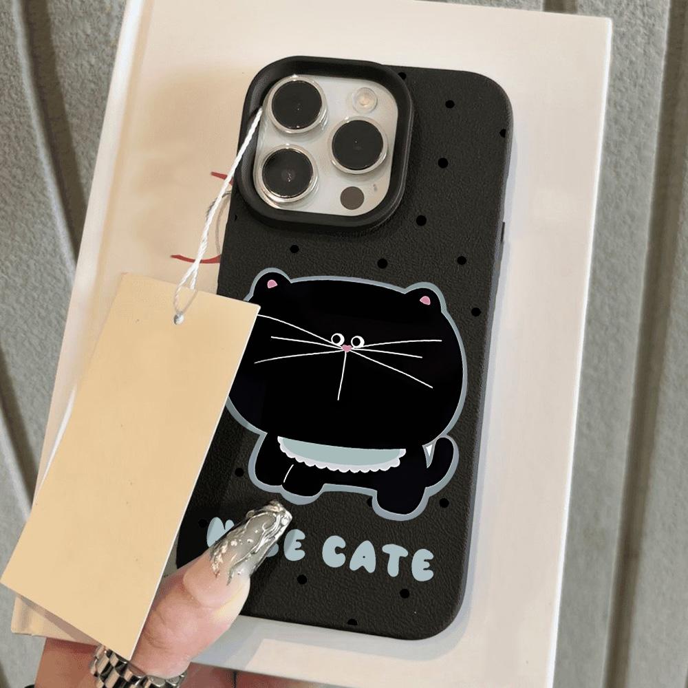 

Чехол для телефона iPhone 11 13, чехол для iPhone 12 14 15 16 Pro Max 12 Pro 15 Plus, кожаный, окрашенный, водонепроницаемый, устойчивый к падениям и износу, мультяшный iPhone 11 чёрный