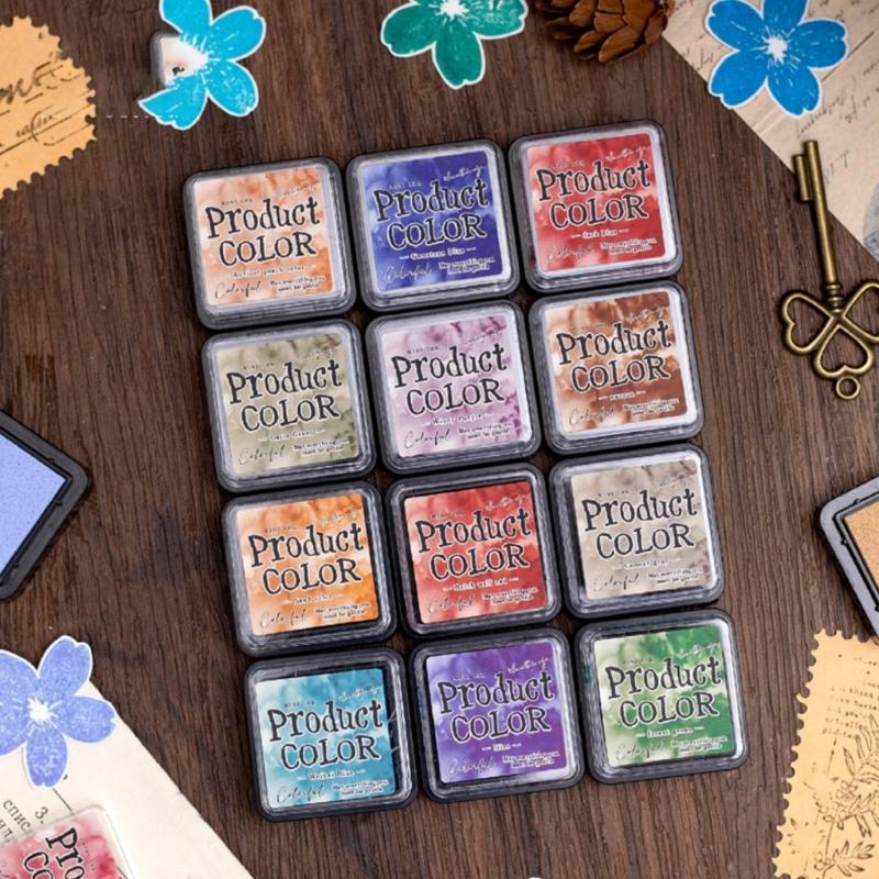 6 Pcs Ink Pad Set Flowing Colors Series Combination Inkpad School Supplies for Kids Adults Crafting Projects